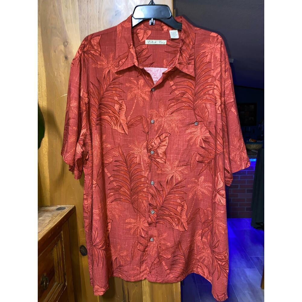 Batik Bay Button Up Short Sleeve‎ red Hawaiian Shirt Size XXL